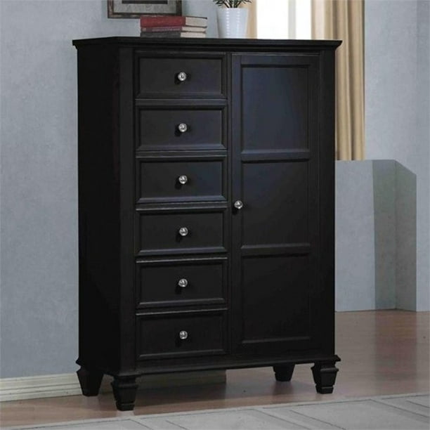 Bowery Hill 6 Drawer Gentleman's Chest in Black and Silver Walmart