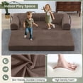 thumbnail image 4 of Muumblus 78" Corduroy Loveseat Cloud Sofa , Queen Size Convertible Slpper Couch Bed for Living Room, Brown, 4 of 7