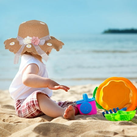 

〖TOTO〗Kids Hats Caps Toddler Kids Baby Girl Floral Breathable Hat Kids Strawhat Bucket Hat Cap Sunhat