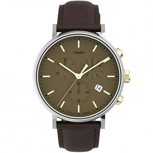 Timex TW2T67700VQ Men s Fairfield Chronograph Brown Strap Watch