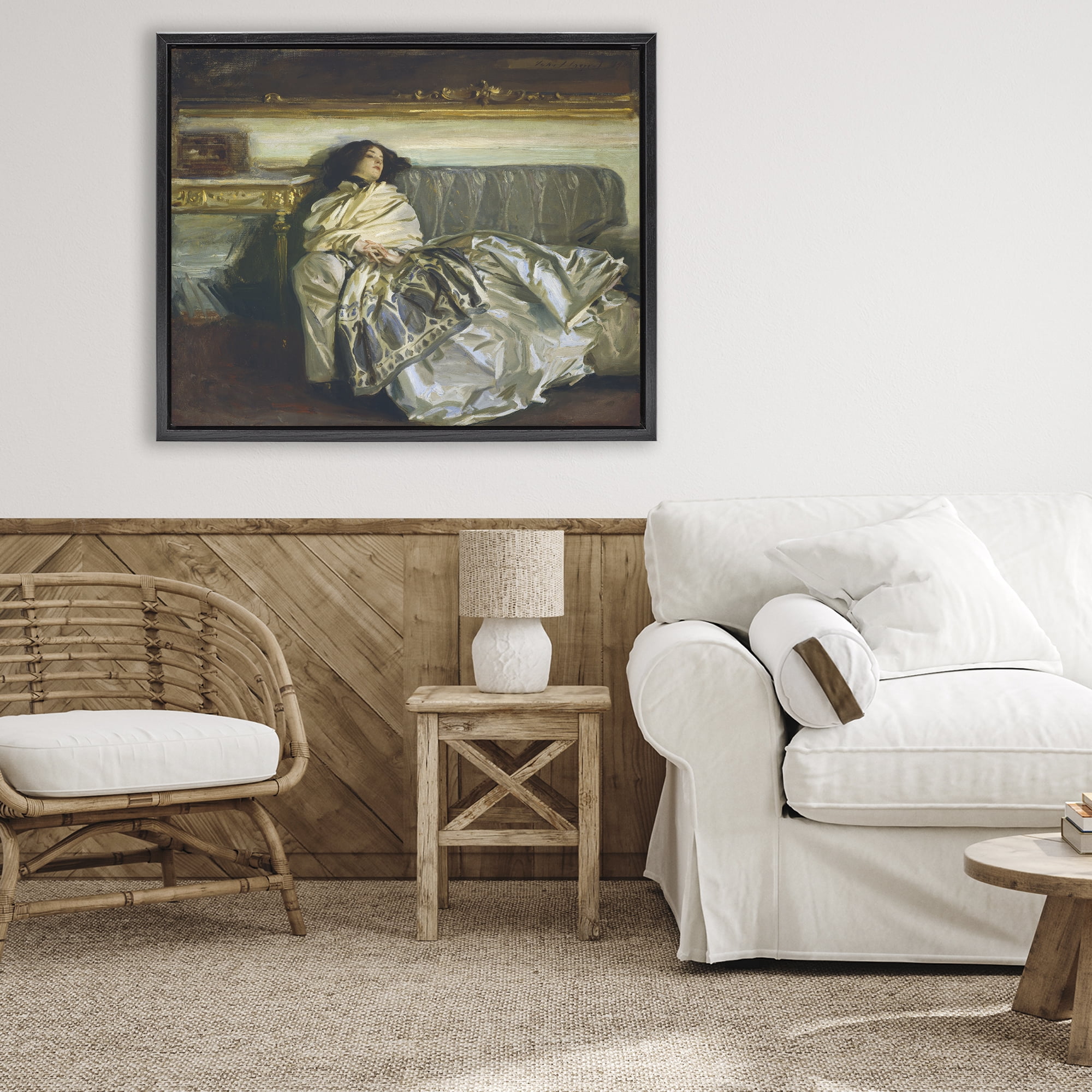 Stupell Industries Restful Woman Classic Black Framed Floater Canvas Wall Art, design by Lil' Rue