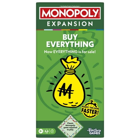 Monopoly Buy Everything EXPANSION, Add to Classic Monopoly Board Game, Family Games, Ages 8 and Up, 40 Mins