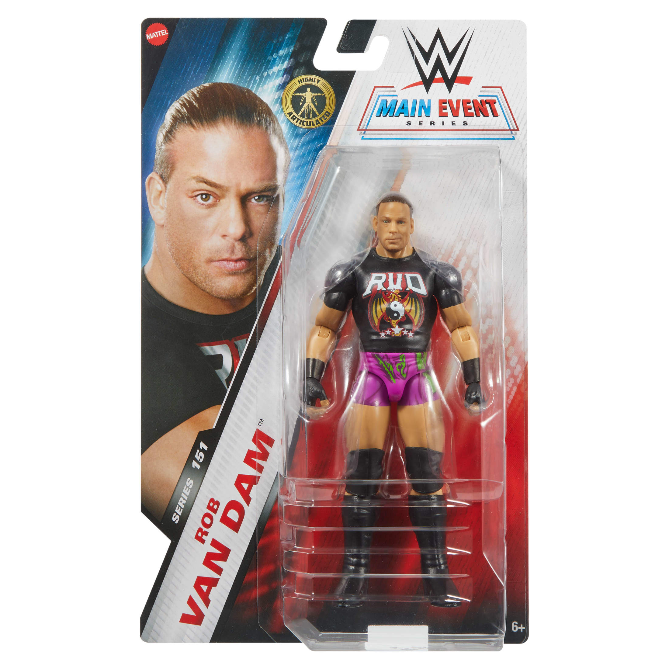 WWE Rob Van Dam Action Figure, Main Event Series #151 6-inch Collectible Superstar with Articulation