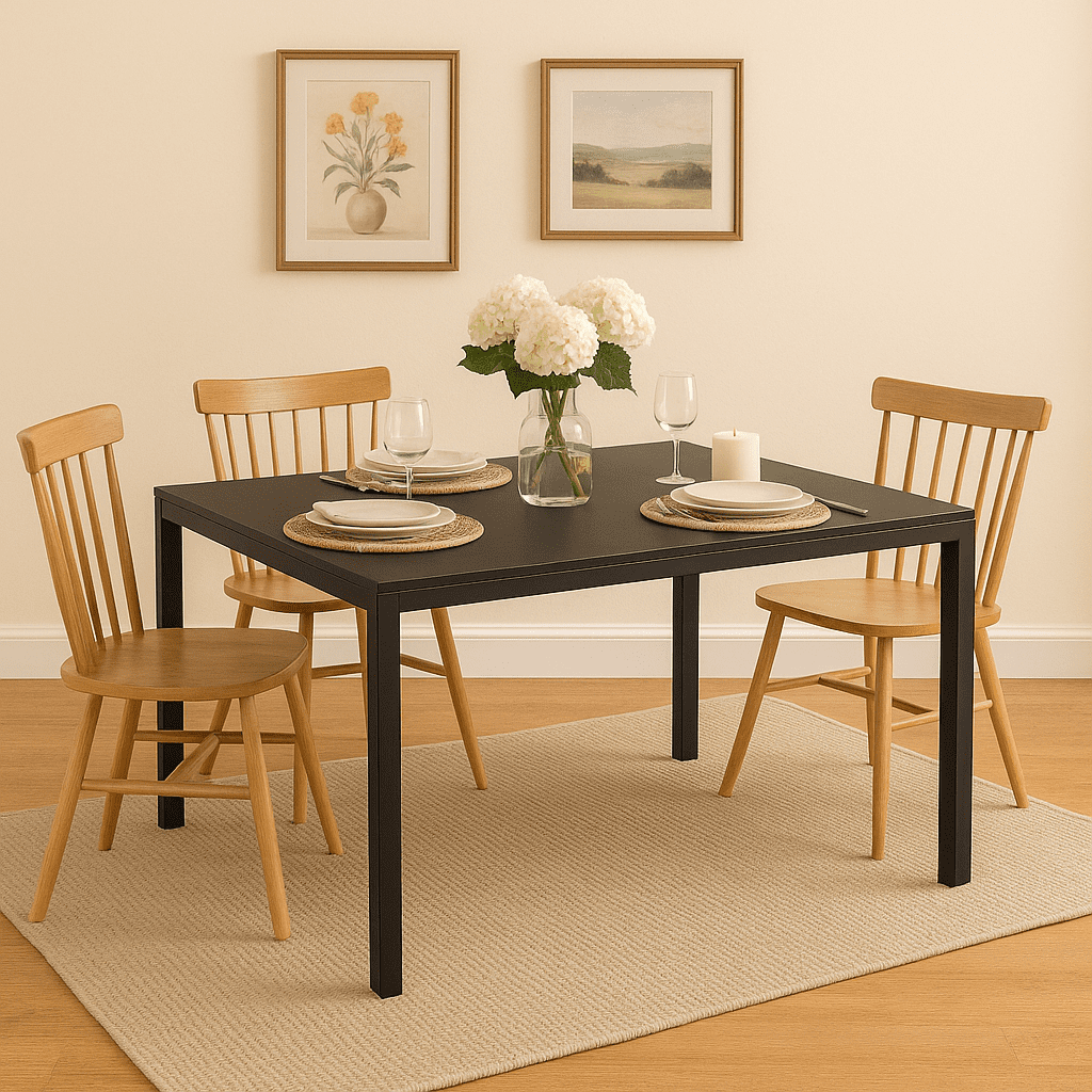 Anchorhome 51" Rectangular Glass Dining Table, Modern Kitchen Table with Metal Steel Frame, Compact Space-Saving Dining Room Furniture (Table Only)