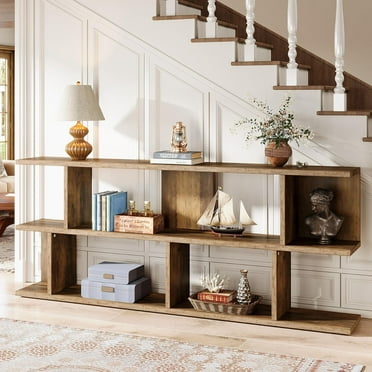 Tribesigns 71 Inches Extra Long Sofa Table Behind Couch, 3-Tier Farmhouse Console Table, Long Foyer Table with Storage for Entryway