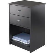 Winsome Wood Ava 2-Drawer Accent Table, Nightstand, Black Finish