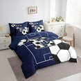 thumbnail image 3 of Feelyou Initial E Twin Bedding Sets 7-Piece, Football Soccer Cartoon Bedding Comforter Set, 3 of 8