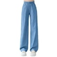 thumbnail image 2 of Tittly Baggy Pants Comfy Pants Women Women's Spring/Summer Solid Color Loose Casual Straight Thin High Waist Elastic Waist Pants Sweatpants Women Lounge Pants Women BU1 L, 2 of 6