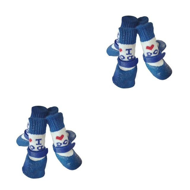 Zapatos reflectantes para mascotas Methold 4 piezas botas de lluvia y nieve algodón amor azul L