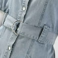 thumbnail image 6 of Women's Classic Blue V-Collar Denim Dress - Short Sleeve Retro Style, Comfortable Fabric for Spring/Summer/Autumn, True to Size Fit, 6 of 8
