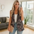 thumbnail image 2 of Psesaysky Summer Sleeveless Blazer Vest For Women Dressy Brown Camo Hunting Branch Print Button Down Lapel Collar Business Casual Outfits Work Suit Vests Tops with Pockets, Size 2XL, 2 of 6