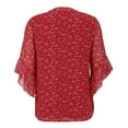 thumbnail image 5 of Red Womens Tops 3/4 Sleeve Tops Casual Business Work Blouses Chiffon Shirts Shirts for Women, 5 of 6