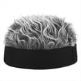 thumbnail image 1 of Sombreros Sin Ala para Adultos Gorra de BéIsbol Gorro Deportivo Peludo para Mujer Gorro de Peluca Tejido con Pelucas Hombre Hip Hop Diadema Negro + Gris, 1 of 5
