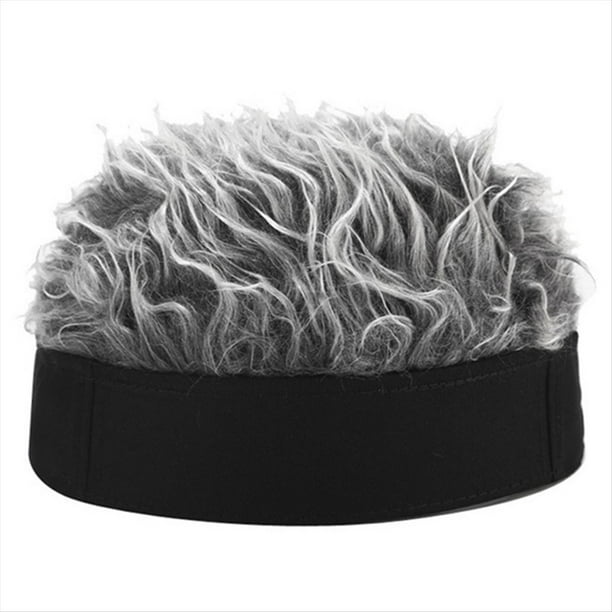 Sombreros Sin Ala para Adultos Gorra de BéIsbol Gorro Deportivo Peludo para Mujer Gorro de Peluca Tejido con Pelucas Hombre Hip Hop Diadema Negro + Gris