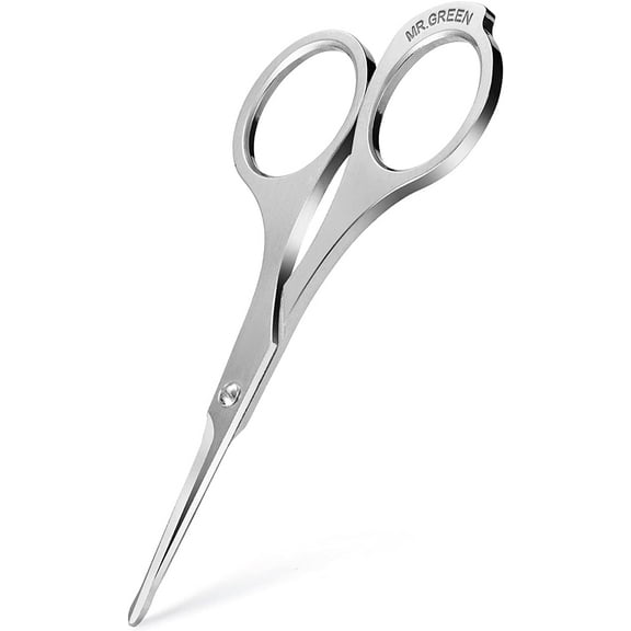 MR.GREEN Mustache Scissors Nose Hair Scissors Beard Trimmer Stainless Steel Ear Facial Hair Removal Tools with Rounded Tips Makeup Tools
