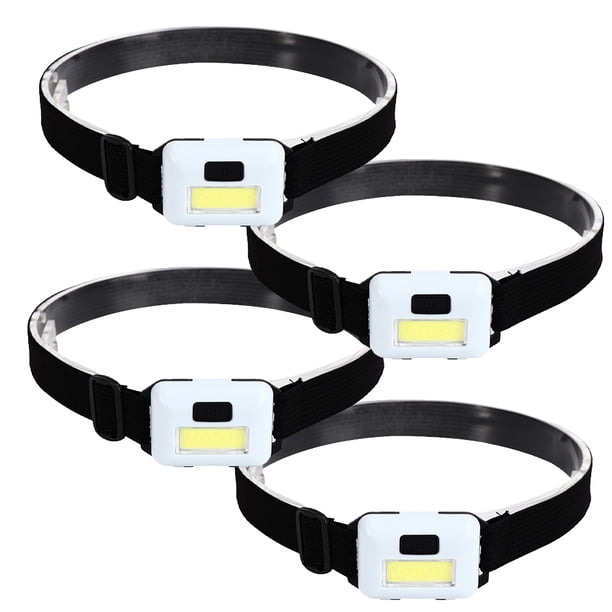 Paquete de 4 linternas LED para faros delanteros para adultos y niños, luz de inundación COB, lámpara de cabeza ultrabrillante