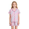 thumbnail image 2 of Angala 2 Piece Outfits For Girls Collared Short Sleeve Butterfly Print Sleepwear With Shorts Set Girls Autumn Daily Wear Clothes, 2 of 8