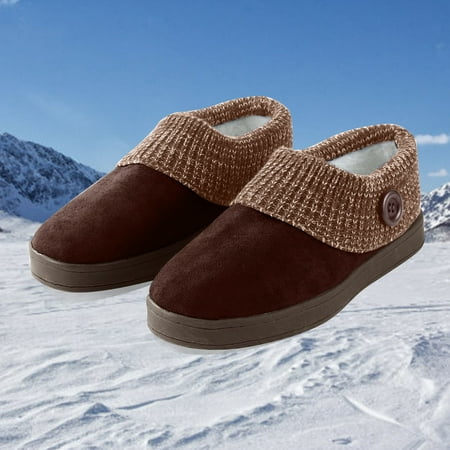 

QISIWOLE Women s knitted plus velvet warm indoor flat plush slippers Discount