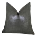 thumbnail image 1 of Plutus Glazed Linen Indigo Handmade Double Sided Throw Pillow, (Double sided 12" x 20"), 1 of 2