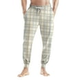 thumbnail image 2 of Homeyce Men's Pajama Pants Comfy Lightweight Plaid Pajama Pants Drawstring with Pockets Sleep Pajama Pant Soft Loose Elastic Waist with Button Fly Sleepwear Bottoms,Brown 2XL, 2 of 7