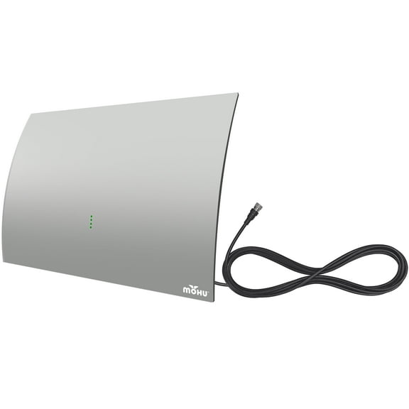 Mohu Indoor TV Antenna w/ 10 ft Coaxial Cable USB Power Injector, with 60 Miles Reception Range