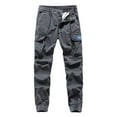 thumbnail image 1 of Pantalones largos de moda para hombre, casuales, de color sólido, cargo, con bolsillos y cremallera, cintura elástica, pantalones largos de algodón para hombre., 1 of 7