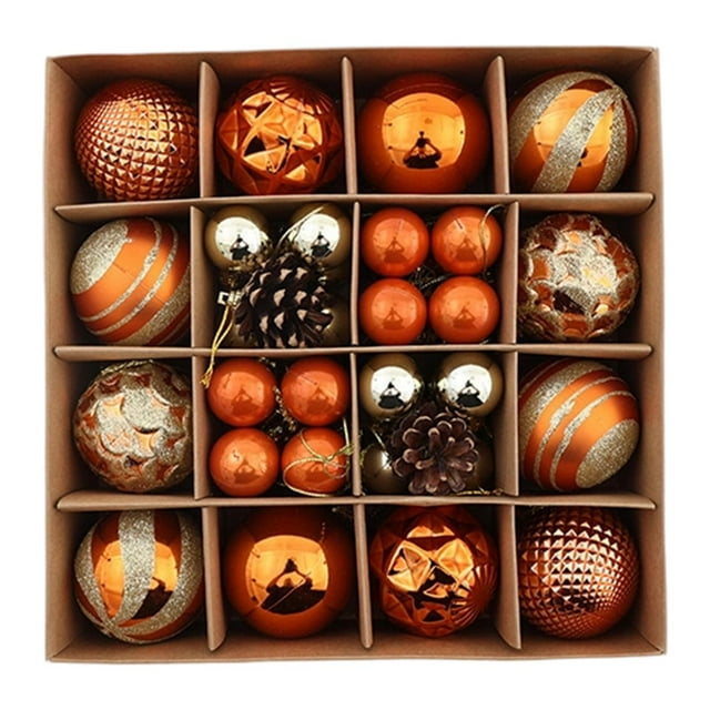 Adorno de bola navideña, colección de decoración de bolas navideñas, para celebraciones en interiores, colgante irrompible para armario de dormitorio. Naranja