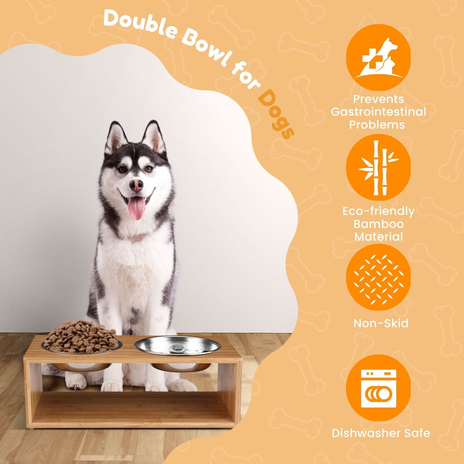 Bamboo Style Elevated Dog and Cat Feeder Bowl