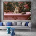thumbnail image 2 of Mudket Framed Leopard in Floral Pink Bathtub Canvas Wall Art, Leopard Print Bathroom Wall Decor, Chic Animal Wall Art Ready to Hang - 12"L x 8"W, 2 of 10