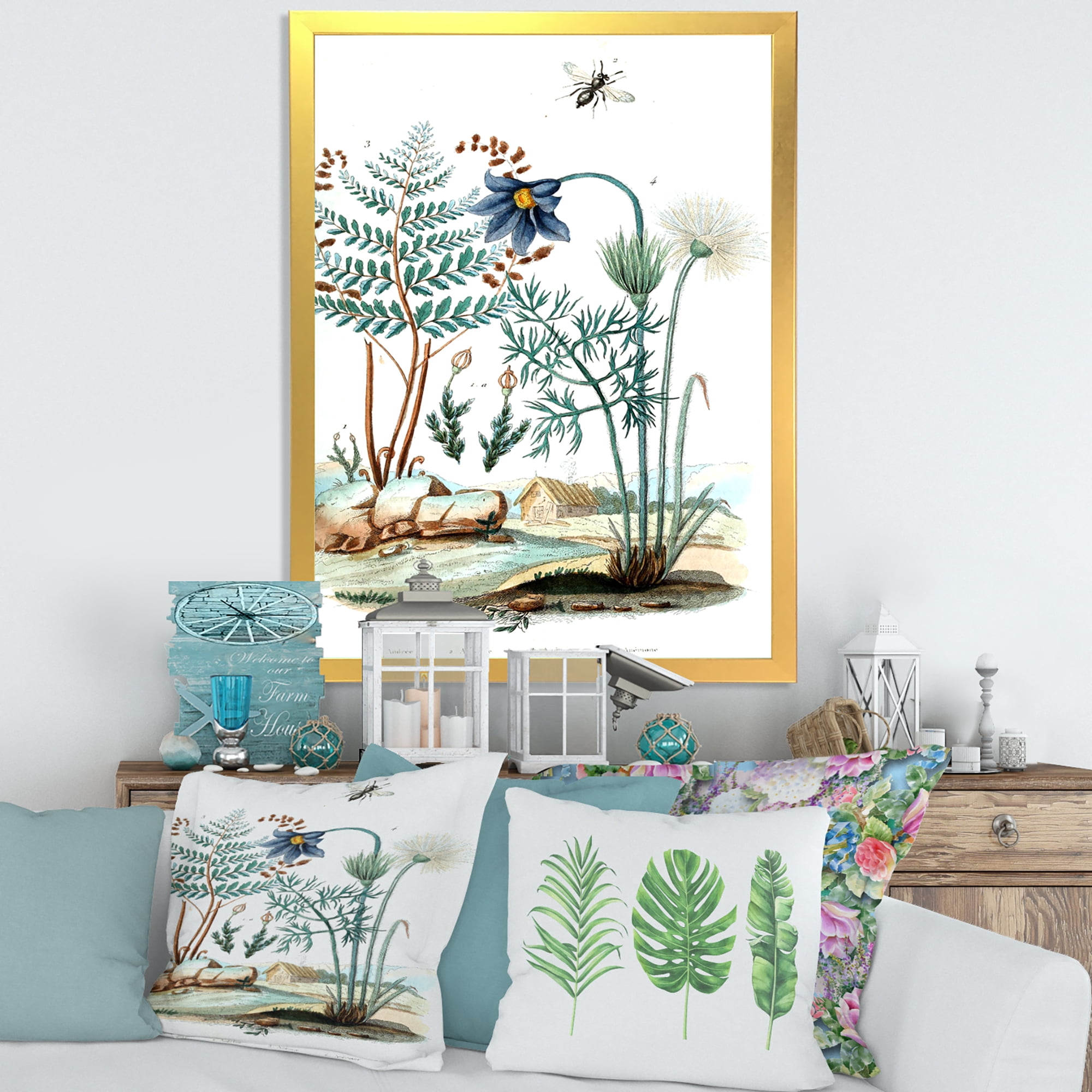 Designart 'Ancient Ancient Countryside Animals' Farmhouse Framed Art Print