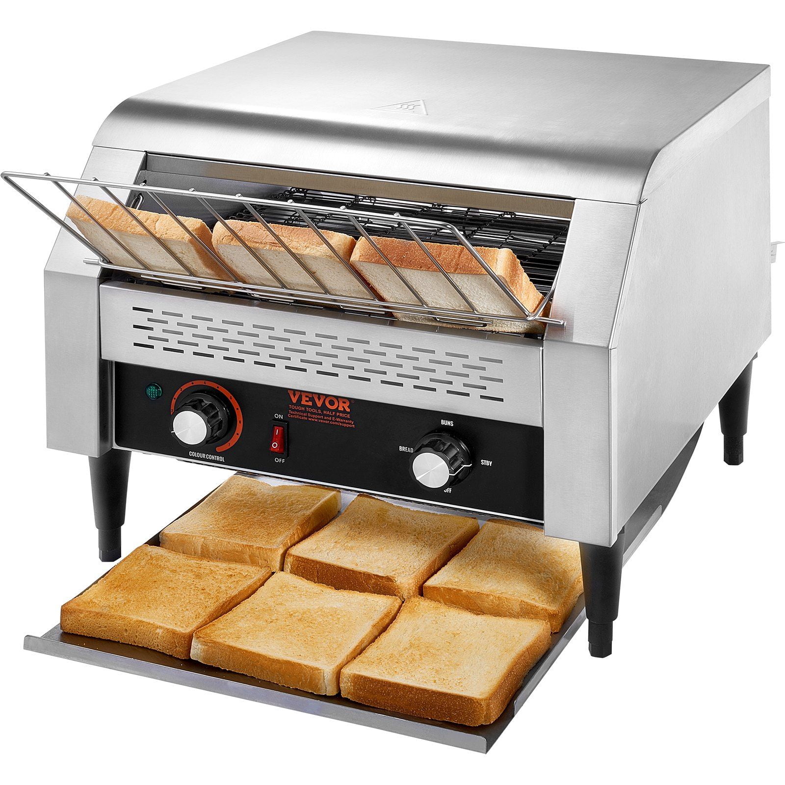 VEVOR Commercial Conveyor Toaster, 450 Slices/Hour Conveyor Belt Toaster, Heavy Duty Stainless Steel Commercial Toaster Oven, Electric Restaurant Commercial Toaster for Toast Bun, Bagel, Bread