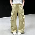 thumbnail image 6 of TIREOW Girls Cargo Sweatpants Elastic Waist Wide Leg Cargo Sweat Pants Baggy Casual Lightweight Cargo Trousers with Multi-Pockets, 6 of 6