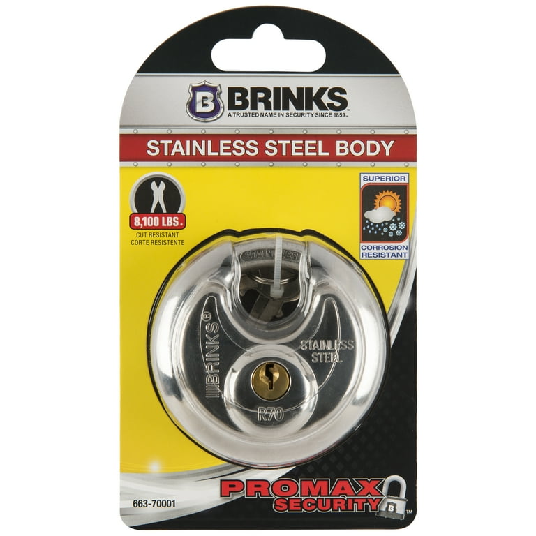 Brink's 70mm Promax Security Stainless Steel Discus Padlock Brink's 70mm Promax Security Stainless Steel Discus Padlock