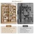 thumbnail image 6 of Hiphuta 63"W Extra Large and Sturdy Bookcase, Double Wide 6-Tier Bookshelf, Tall Bookcase for Home Office and Living Room, Wooden Freestanding Display Shelf, Natural, 6 of 7