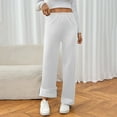 thumbnail image 3 of Women's Shearling-Lined Fleece Wide-Leg Thermal Pants for Winter with Thickened Casual Outerwear, Designed for Comfort and Warmth, Perfect for Daily Outings, Holidays, and Cold Weather,White,M, 3 of 8