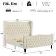 thumbnail image 7 of Miniyam Velvet Full Size Bed with Button-Tufted Wingback Headboard for Adult, Beige, 7 of 7
