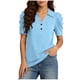 thumbnail image 1 of Camisetas de Manga Corta de Verano para Mujeres Moda Pullover de Color Sólido Botón de Solapa Botón Extraíble Camisetas de Manga Corta de Verano de las Mujeres, 1 of 5