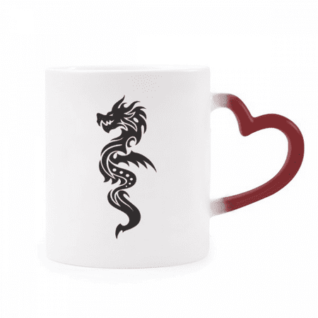 

Dragon Animal Art Grain Outline Heat Sensitive Mug Red Color Changing Stoneware Cup