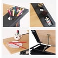 thumbnail image 5 of Height Adjustable Drafting Table, Art Desk with Stool, Wooden Craft Table Painting Desk with 2 Drawers, Drafting Table Desk with Tilting Tabletop for Home Office, 5 of 6