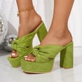 thumbnail image 2 of SACFOF Women's High Heeled Square Toe Slip On Sandals, Puffy Knot Chunky Heel Open Toe Sandals for women, Summer Party Prom Shoes, 2 of 6