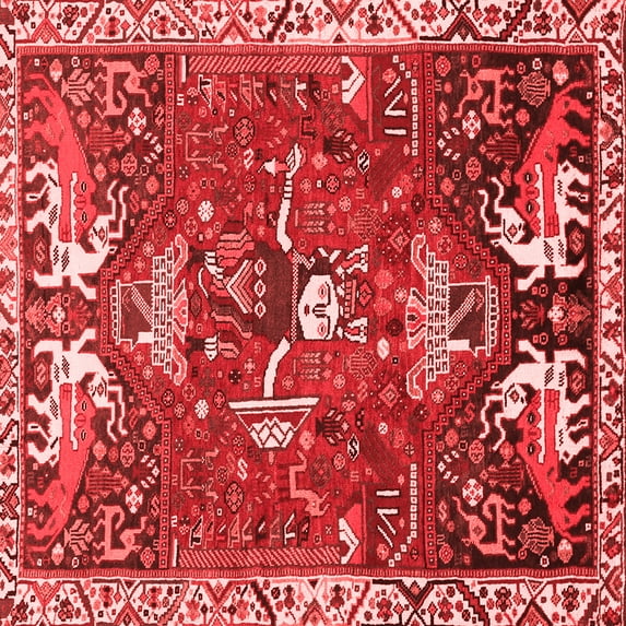 Ahgly Company Indoor Square Animal Red Traditional Area Rugs, 4' Square