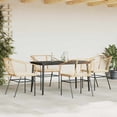 thumbnail image 3 of vidaXL 5 Piece Patio Dining Set with Cushions Brown Poly Rattan Glass, 3 of 10