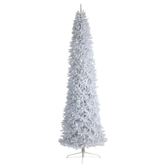 Nearly Natural 12ft. Slim White Artificial Christmas Tree, White