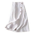 thumbnail image 2 of Aueoeo Pleated A-line Midi Skirt Elastic Waist Button Front Casual Flared Long Skirts with Pocket for Women Flowy Skirt, 2 of 6