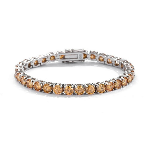 3-6.5mm Moissanite Tennis Bracelets Round Cut D Color VVS1 Clarity Champagne Diamond Bracelets for Women S925 Sterling Silver Bracelets(5.5-9 inchs)