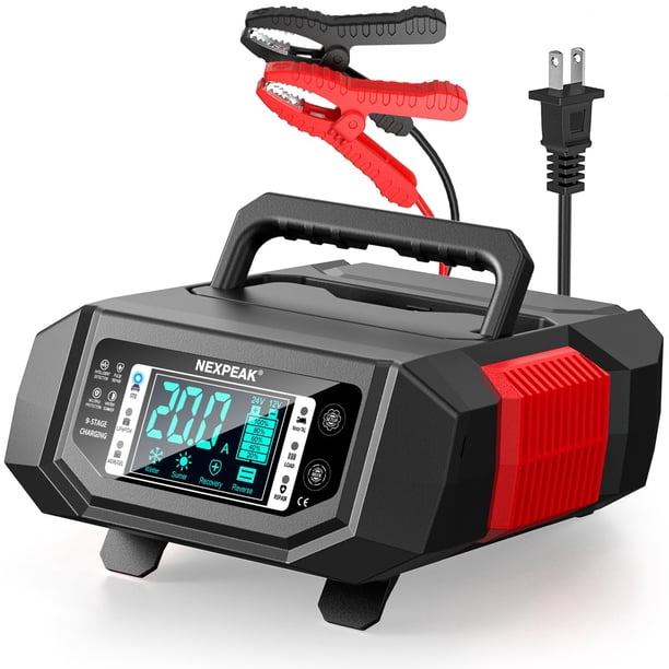 Cargador de Baterías NEXPEAK 1-20A 12V 24V LiFePO4 y Ácido Plomo