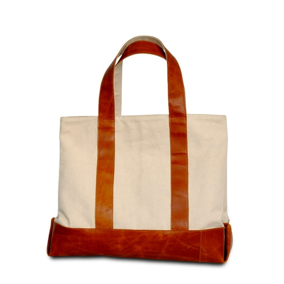 STRUTT Leather & Canvas Tote Large Sized Tote Bag with Large Hand Handles with 2 Inner Pockets.