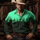 thumbnail image 3 of Camisa estilo occidental retro de mezclilla con cactus para hombre, estilo occidental, informal, para exteriores, calle, uso diario, otoño e invierno, solapa, manga larga, 3 of 5