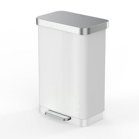 Qualiazero 20 Gallon Trash Can  Stainless Steel Step On Kitchen Trash Can  Matte White