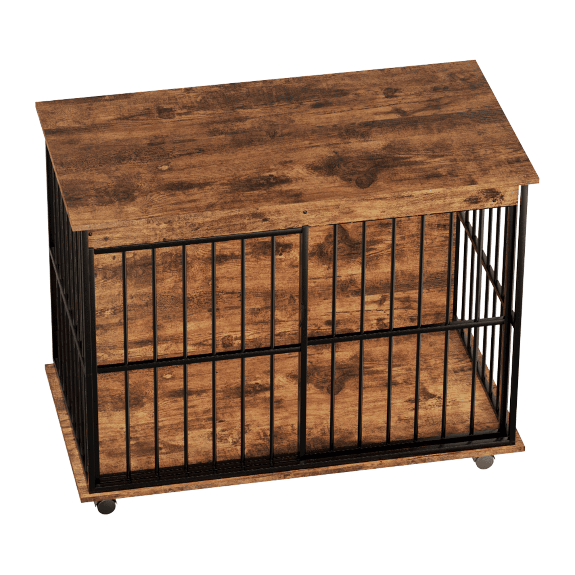 Leumius Dog Crate Furniture,Large-sized Dog Crate Wooden Dog Kennel Furniture for Medium to Large Dogs Walnut+Black